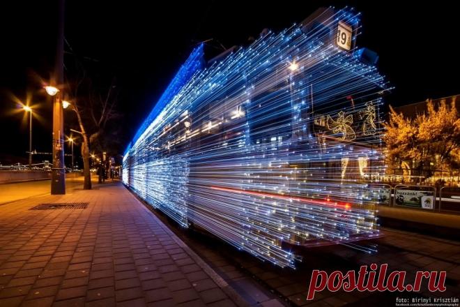 Завораживающие трамваи в Будапеште, покрытые светодиодными лампами. - Путешествуем вместе