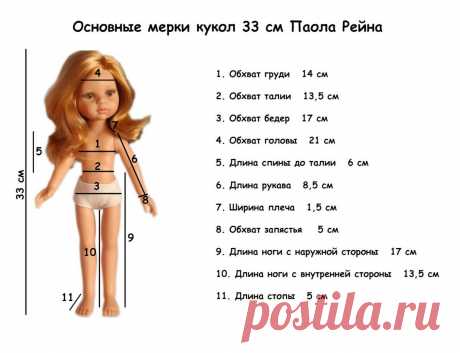 Основные мерки кукол 33 см Паола Рейна - Основные МЕРКИ и ВЫКРОЙКИ кукол - Моя Кукла - Кукольный Рукодельный Форум