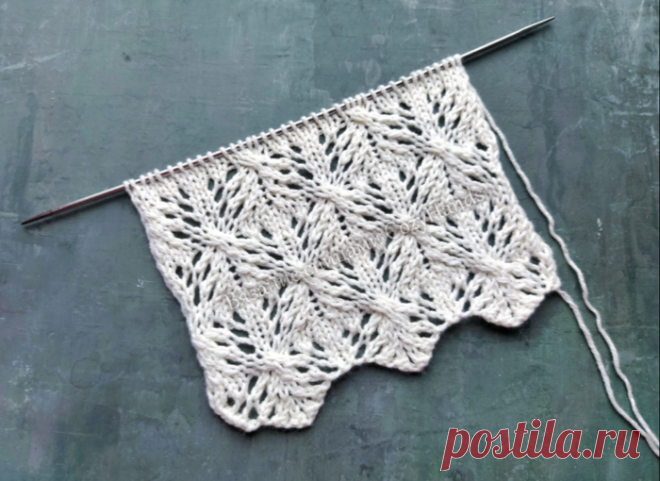 Ажурный узор спицами "Снежинки" для вязания джемперов, палантинов, пледов
