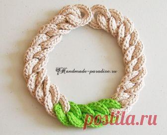 Крупная цепь крючком. Вязаное ожерелье