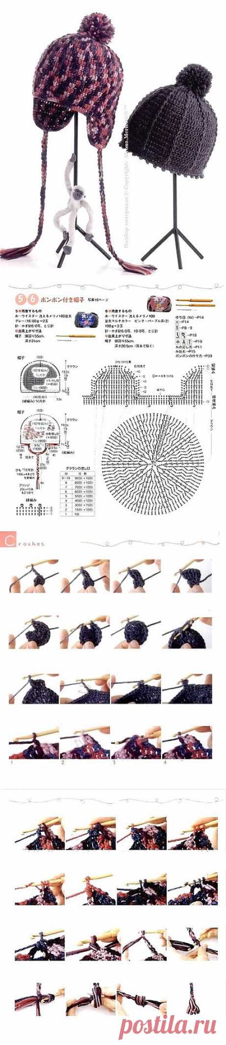 Шапки крючком ...от Let's knit.