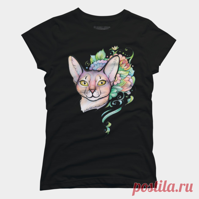 Abyssinian Cat On Floral Background T Shirt By Yulla Design By Humans