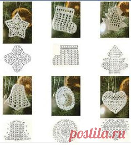 Crochet Christmas Ornaments - Chart ❥ 4U hilariafina  https://www.pinterest.com/hilariafina/