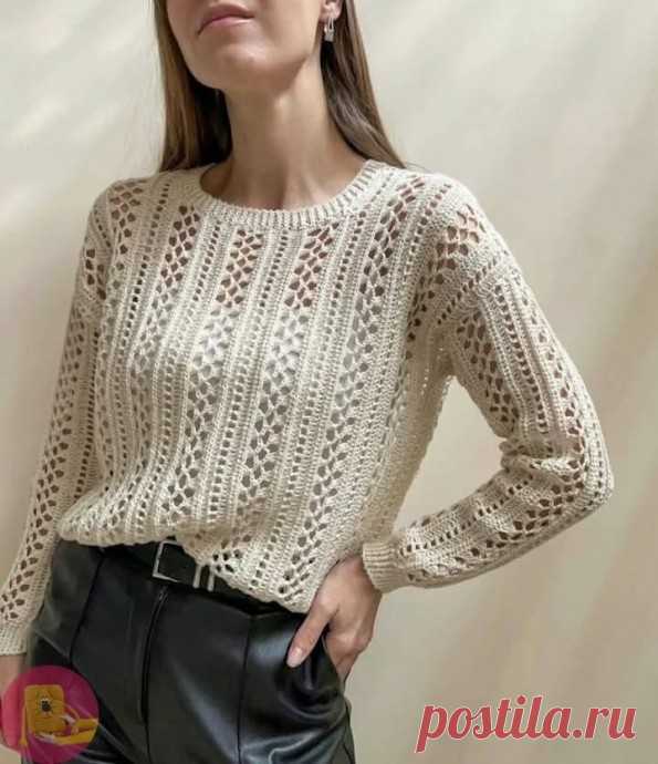 ​Ажурные джемперы крючком Ажурные джемперы крючкомВяжем их этим узором поперек.