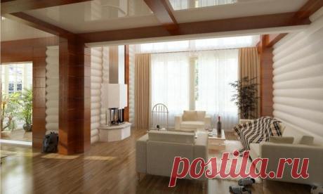 Дизайн гостиной деревянного дома фото