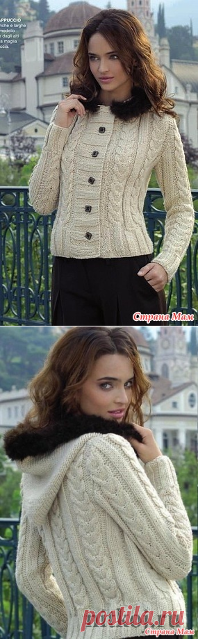 Белый жакет с капюшоном - Вязание спицами - Страна Мам