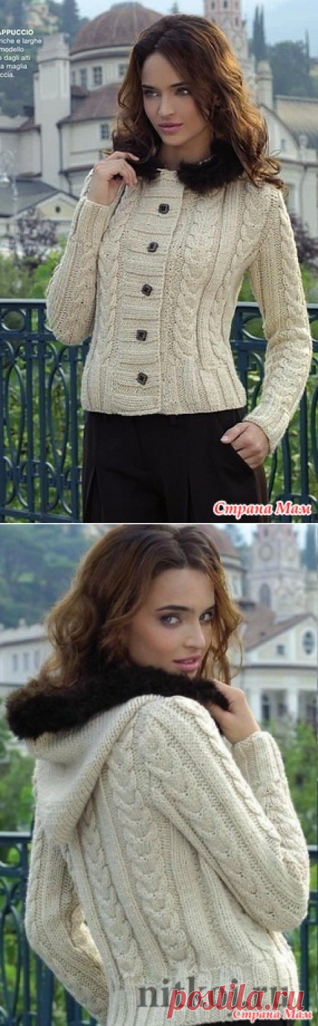 Белый жакет с капюшоном - Вязание спицами - Страна Мам