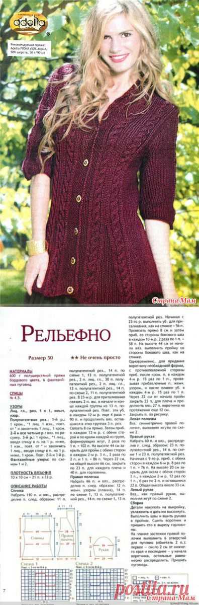 Теплый жакет с рельефным узором. Спицы. - ВЯЗАНАЯ МОДА+ ДЛЯ НЕМОДЕЛЬНЫХ ДАМ - Страна Мам