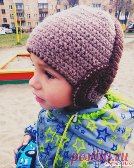 Осенняя шапка крючком (наушники)