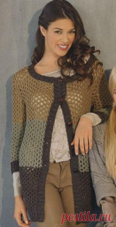 Сетчатый жакет. Вязание спицами для женщин. Узелок.ру