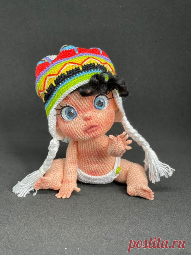 PDF Пупс крючком. FREE crochet pattern; Аmigurumi doll patterns. Амигуруми схемы и описания на русском. Вязаные игрушки и поделки своими руками #amimore - маленькая кукла, пупс, куколка, пупсик, мальчик, девочка.