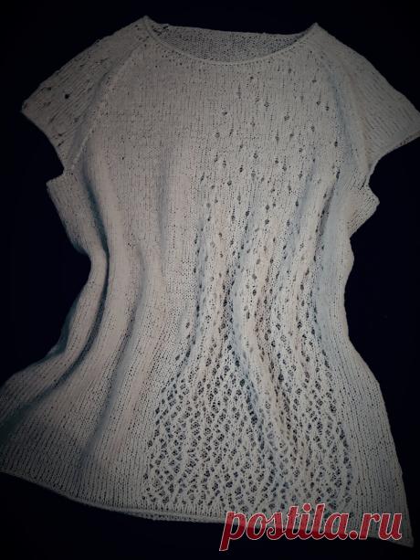 Футболка из хлопка. Узор "Капельки дождя". | Ksivaknit | Дзен