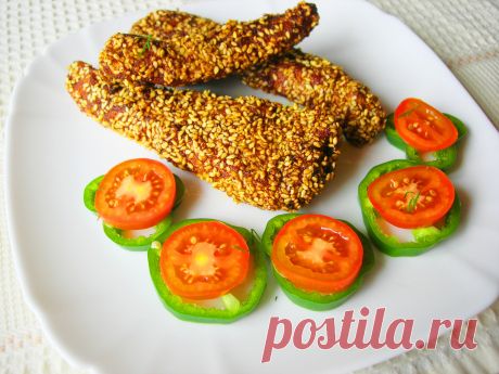 Куриное филе в кунжутной панировке. Отличный вариант закуски!