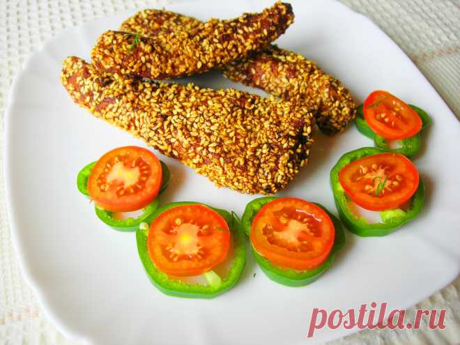 Куриное филе в кунжутной панировке. Отличный вариант закуски!