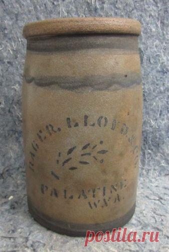 RARE Palatine w VA Stoneware Crock Blue Decorated Rager Lloyd Co | eBay