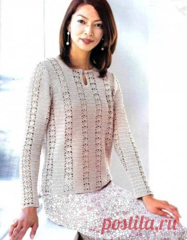 Летний джемпер крючком. Схема | Женская одежда крючком. Схемы и описание