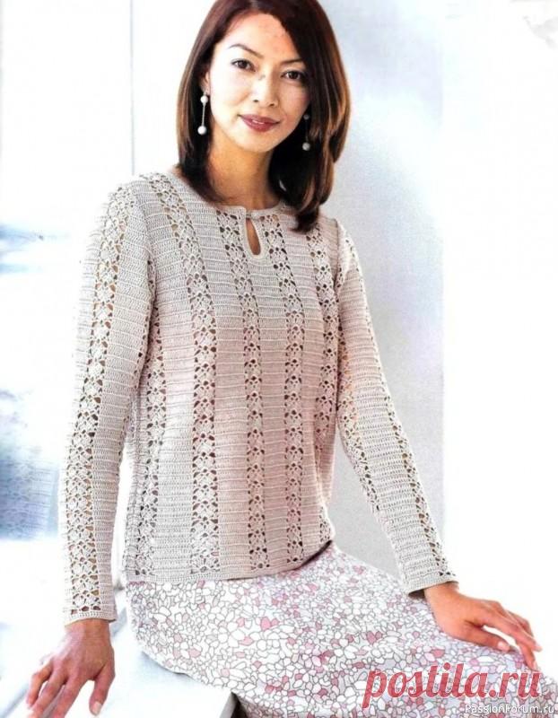 Летний джемпер крючком. Схема | Женская одежда крючком. Схемы и описание