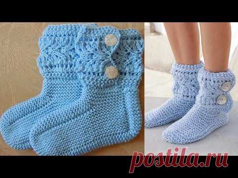 ВЯЗАНЫЕ ТАПОЧКИ СПИЦАМИ. СЛЕДКИ - САПОЖКИ.