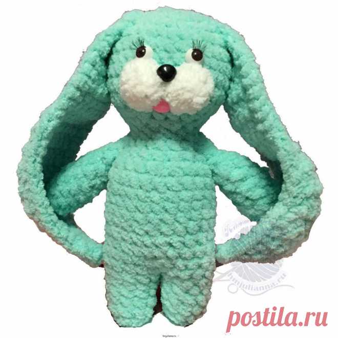 Ушастый заяц крючком в мятном цвете, из пряжи alize softy baby 21 см Ушастый заяц крючком в мятном цвете, из пряжи alize softy baby 21 см - Пряжа alize softy baby превращает изделие в очень мягкую и нежную игрушку. Которую просто не хочется отпускать с рук. высота изделия 21 см, также на игрушки применены глазки, носик, ротик. Это пластиковые элементы которые хорошо закреплены на издели