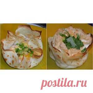 Завтрак в блинных корзиночках
