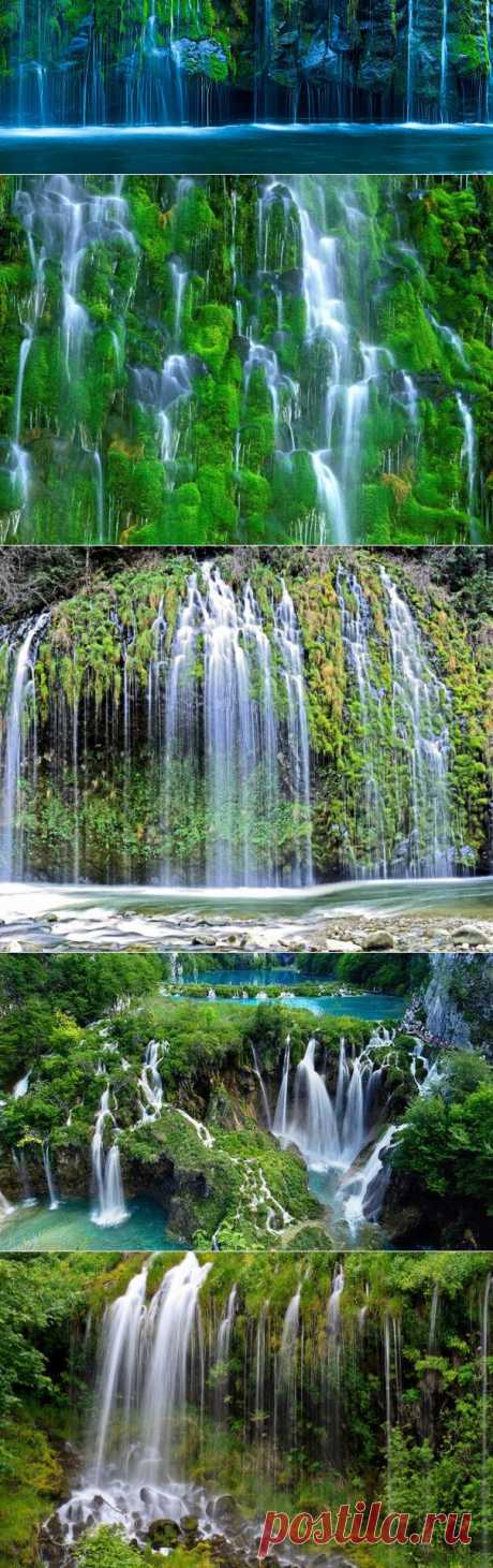 Уникальным чудом природы по праву считается водопад Мосбрай (Mossbrae Falls). Водопад находится в области горного каскада Шаста в Калифорнии, США.

Родниковая вода, проходящая сквозь твердые вулканические стены, бьет наружу десятками каскадов по мшистой поверхности базальтовых скал. Брызги водопадной воды обрушиваются в самую длинную реку Калифорнии – Сакраменто. Это действительно удивительное и просто захватывающее волшебное местечко. Поток воды происходит круглый год, сохраняя флору хорошей