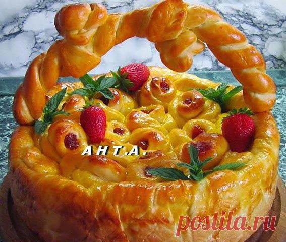 Дрожжевой пирог-корзинка.