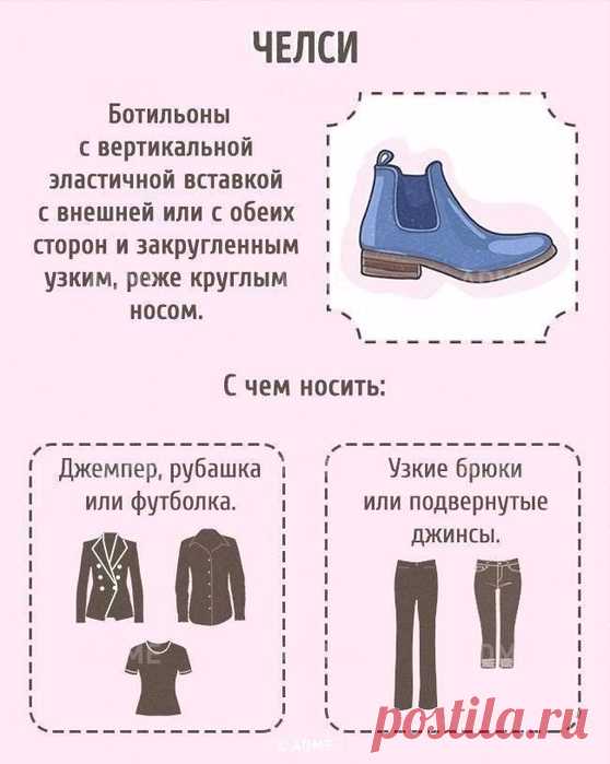 Памятка, как правильно сочетать одежду и обувь