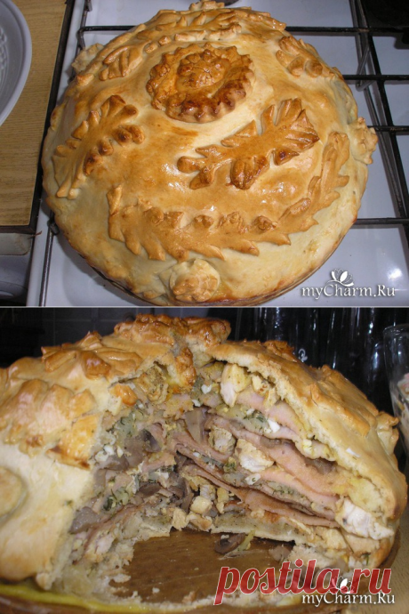 Курник.1 тесто:100гр мягкого масла,400гр муки,3 ст.л под. масла,0,5ч.л.соды гаш.уксус,сахар,соль,50 гр молока комнатной темп,1 яйцо.Замес.тесто и в холод на 40 минут.2тесто:1 яйцо+1ст.л.сахара,соль взбить
По чуть-чуть добавить примерно 5-6 ст. л. муки, чтобы не было комков.300 мл молока, 30-50 гр подс. масла.Испечь 9 блинов.  3 начинки:1:Яйца, зелень, рис;2Грибы, обжар.с луком.3.Варен.кур. груд.нарез.кубиками,чуть раст.масла, 2 зубчика чеснока,3 ст.л.сметаны, потушить.