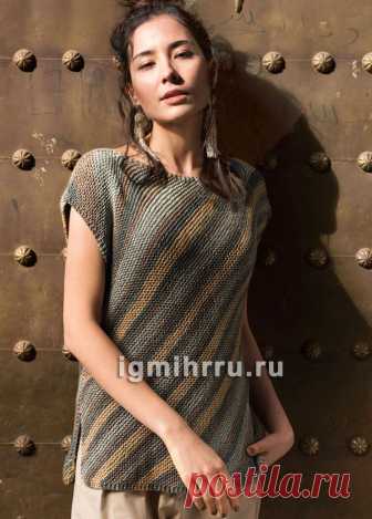 Летний джемпер (топ), связанный по диагонали. Спицами. / igmihrru.ru