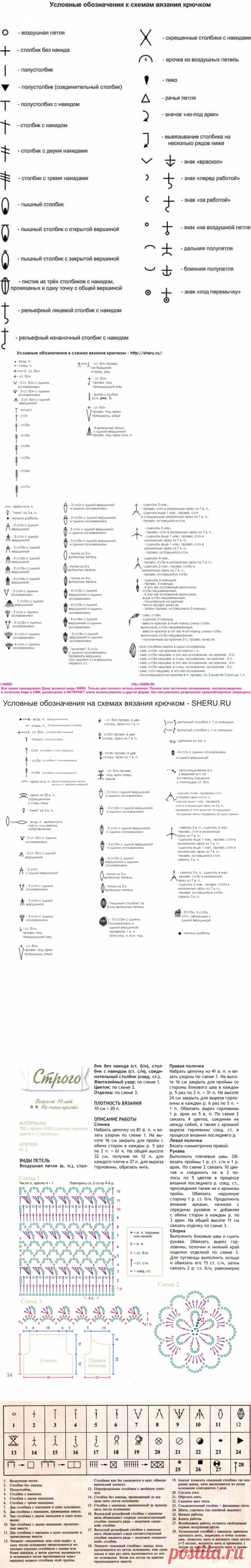 Схемы и объяснения для вязания крючком - Платья, туники Вязание спицами, крючком, уроки вязания