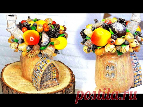 ИЗ стеклянной БАНКИ и природных материалов / Осенняя поделка ДОМИК