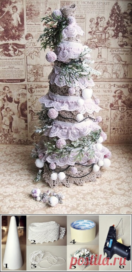 Винтажная елочка своими руками