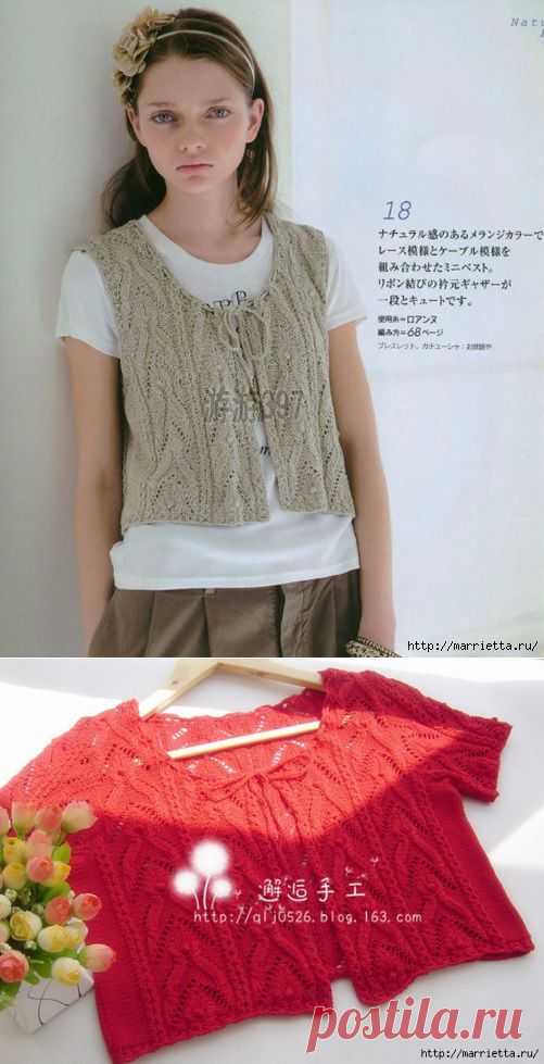 Жилет и летняя жакетка спицами по одной схеме