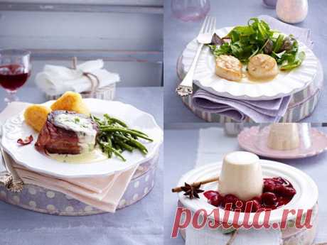 Праздничное меню - на Новый год 
	
	Праздничное меню на Новый год может быть и таким - очень и очень праздничным, побалуйте себя и своих родных бесподобными вкусняшками...
	
	Приготовьте это праздничное меню, состоящее из
	
	1. Закуска: Гребешки
	2. Основное блюдо: Говяжье филе в беконе
	3. Десерт: Панна Котта 
	
	К чаю/кофе: Десерт Bolo de bolacha