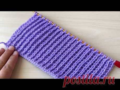 İki şiş görünümlü /Tunus işi trend örgü /Tunisian knitting pattern/ Tunisian work blanket pattern