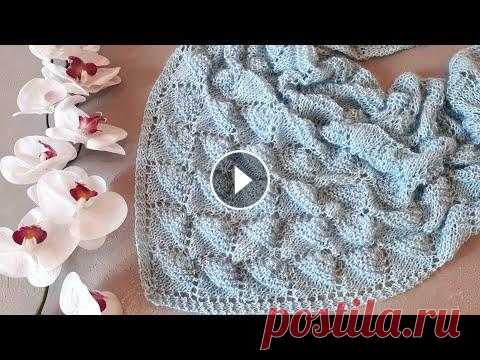 Бактус (шаль) "Рожок мороженого" спицами. Бактус (шаль) "Рожок мороженого" спицами....