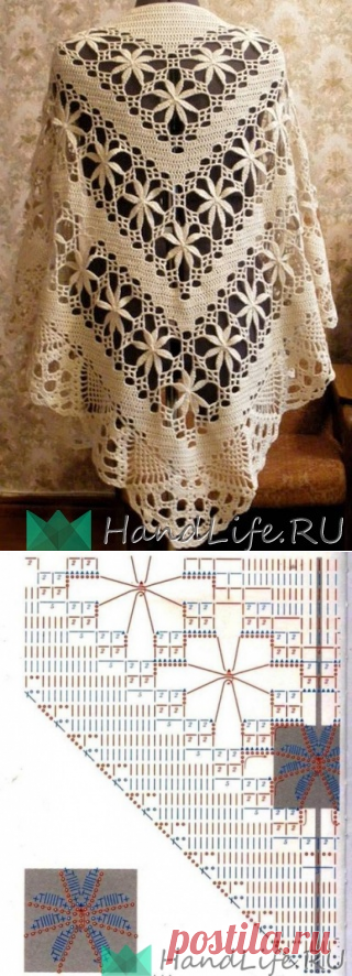 Красивая шаль крючком / Вязание