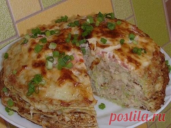 Кабачково-сырный тортик с мясом.