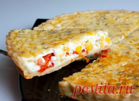 Киш с кукурузой и помидорами