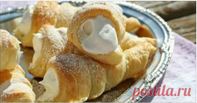 Вкуснейшие трубочки с заварным белковым кремом
