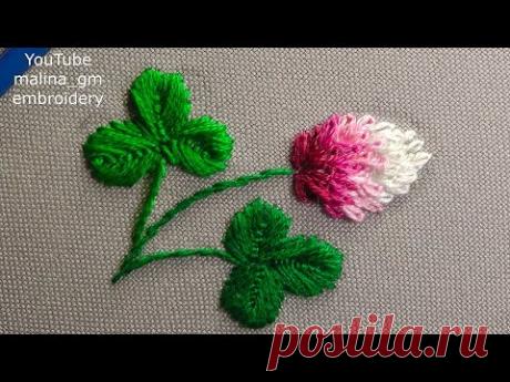 Как вышить цветы клевера | мини вышивка