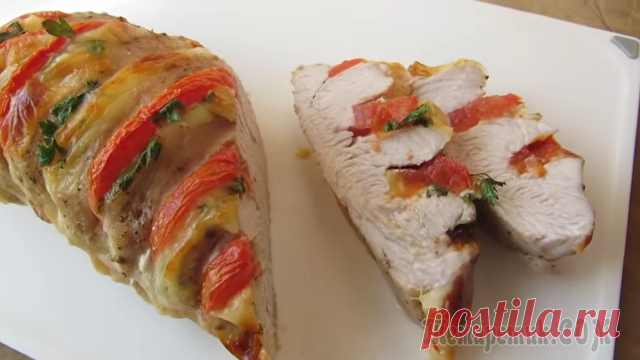 Фаршированная грудка с помидорами и сыром