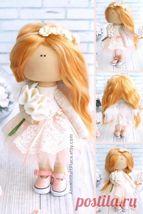 Pink Angel Doll Handmade Tender Colors Art Doll Home | Etsy