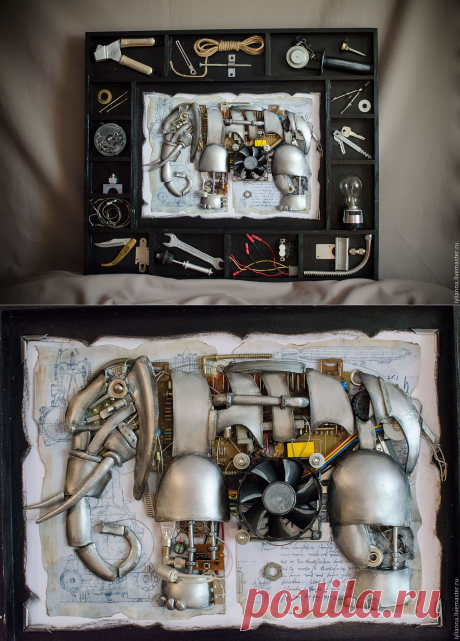 Картина в стиле стимпанк &quot;Механический слон&quot; - стимпанк, картина в подарок, картина для интерьера