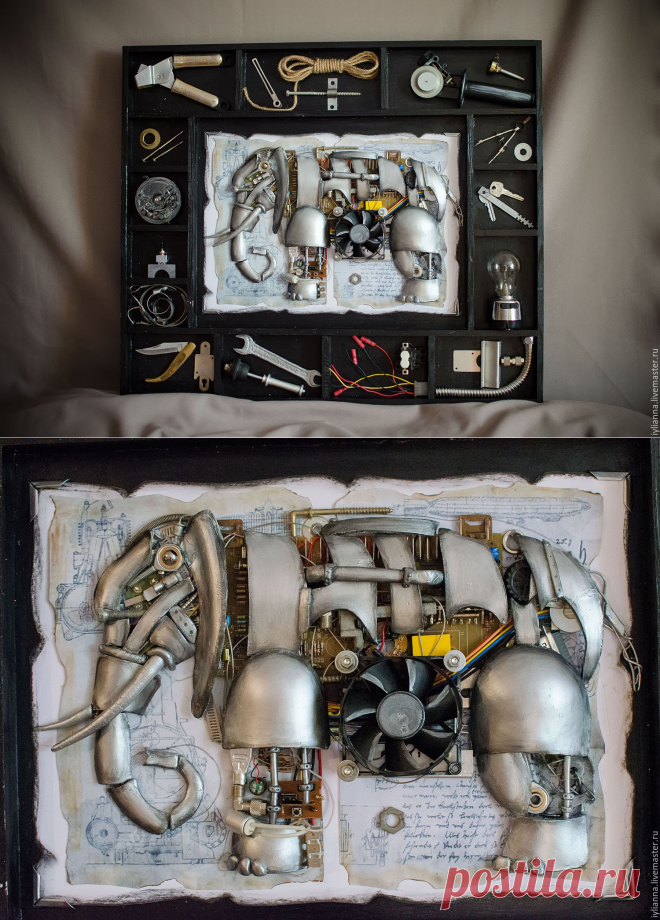 Картина в стиле стимпанк "Механический слон" - стимпанк, картина в подарок, картина для интерьера