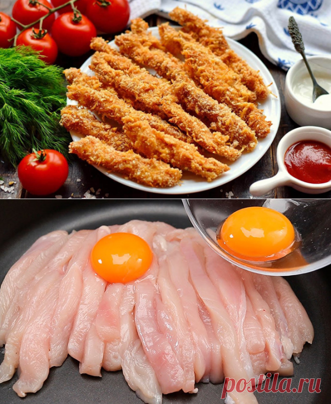 Берем куриную грудку и превращаем в куриные палочки. Просят добавку даже дети, которые обычно не любят эту часть курицы