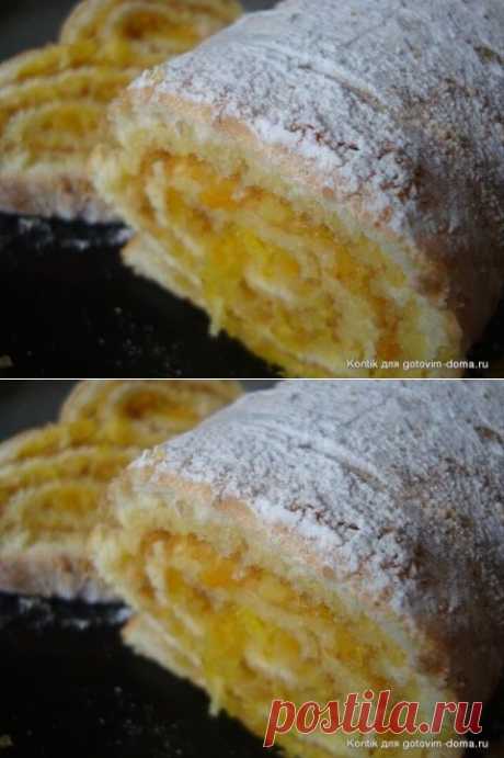 Бисквитный рулет с апельсинами.
