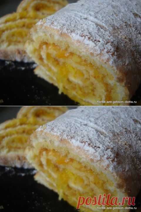 Бисквитный рулет с апельсинами.