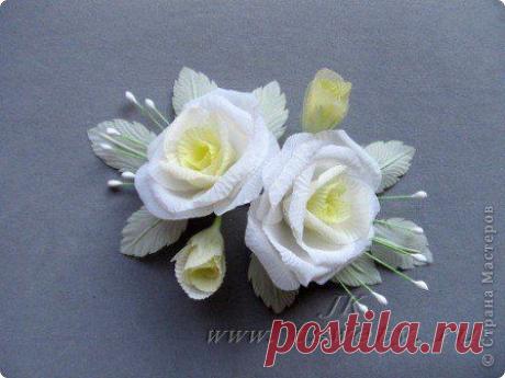 Белая роза. Цветы из ткани.