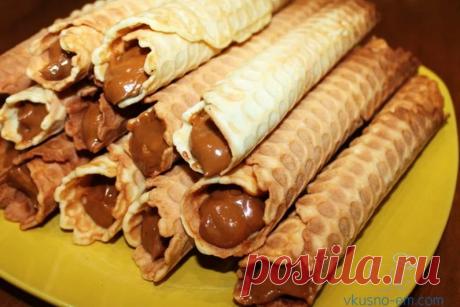 Вафельные трубочки – рецепт в вафельнице Вафельные трубочки рецепт в вафельни...